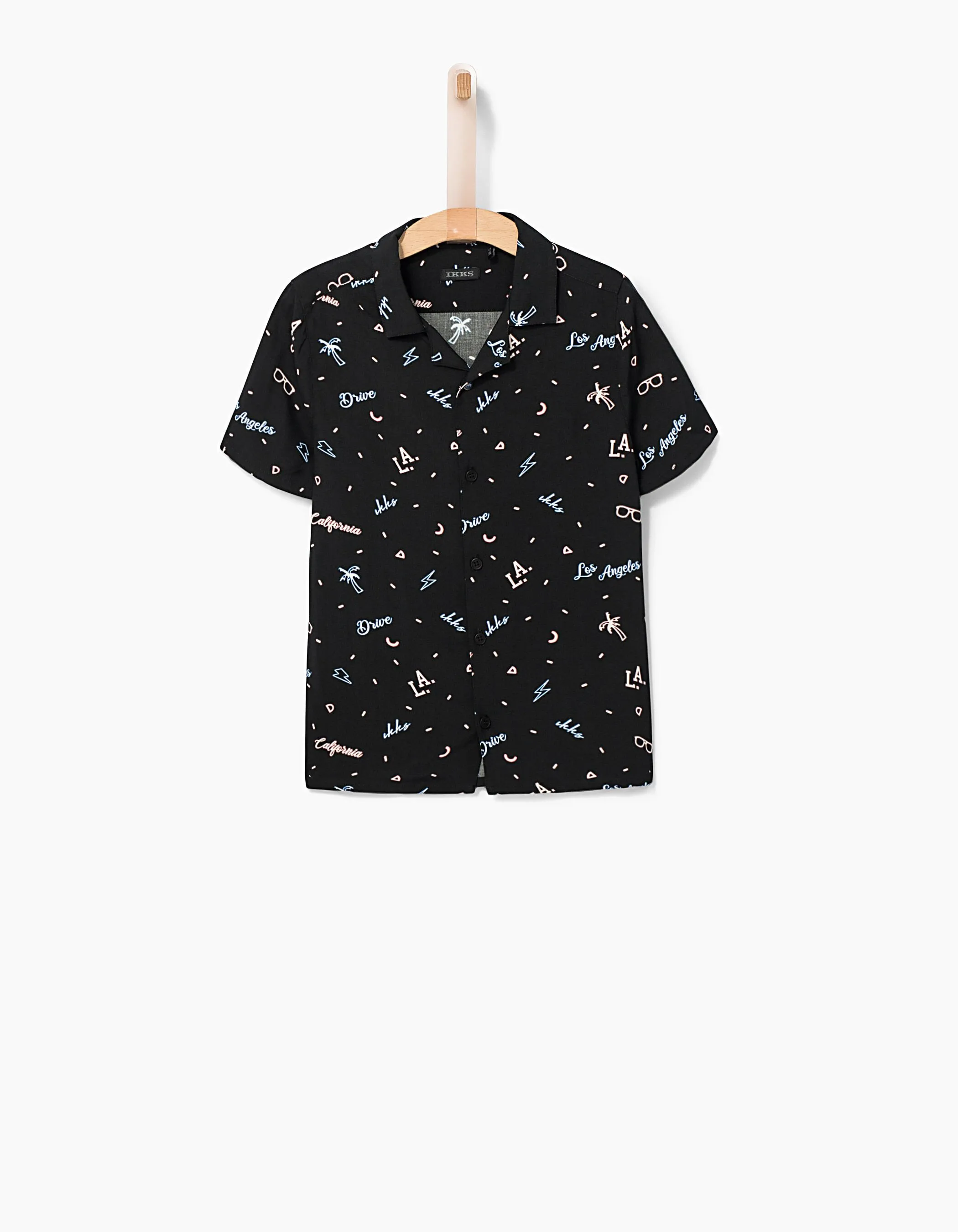 Chemise noire à imprimé néon garçon 