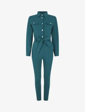 Combinaison stretch coupe slim - Bleu canard