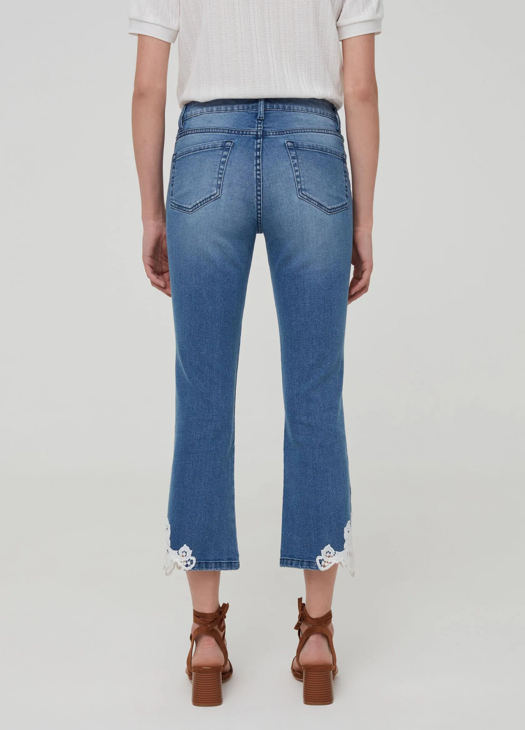 Jeans Femme | Flared-fit stretch jeans with lace Lavage clair | OVS