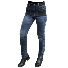 Jeans KARA BLUE WASH BLACK LADY OVERLAP BLUE WASH BLACK - MAXXESS.FR, Jeans moto