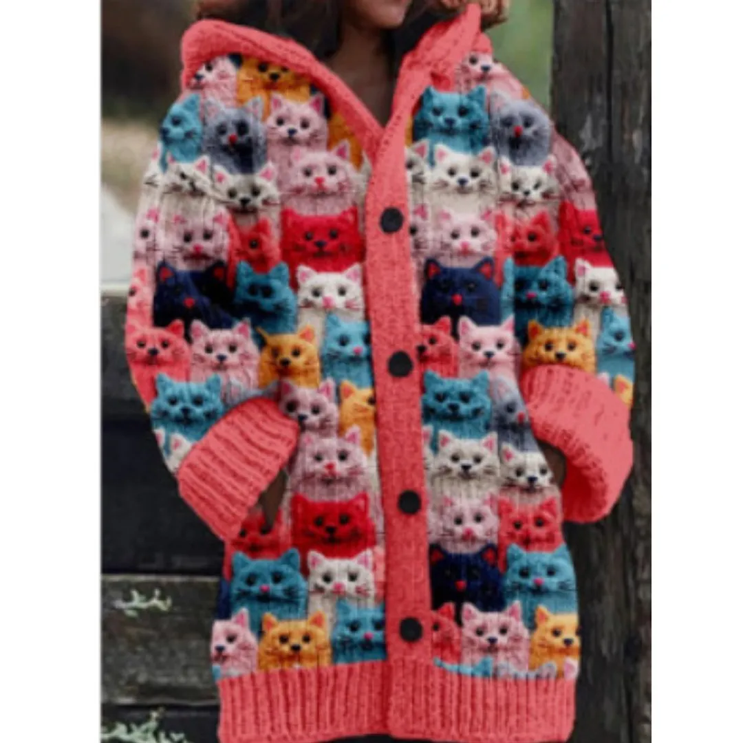 Livia | Cardigan imprimé chat pour femme