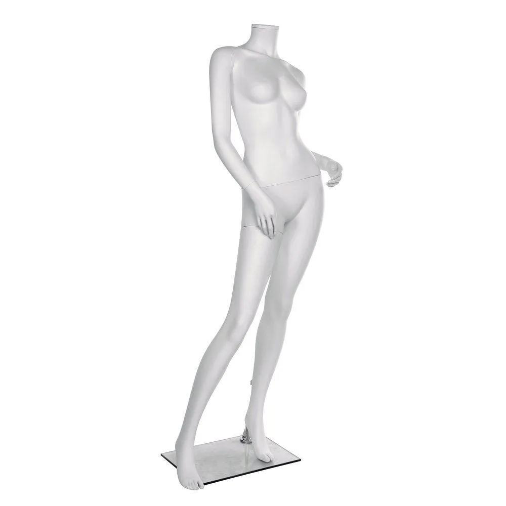 Mannequin femme modulable sans tête déhanché blanc mat