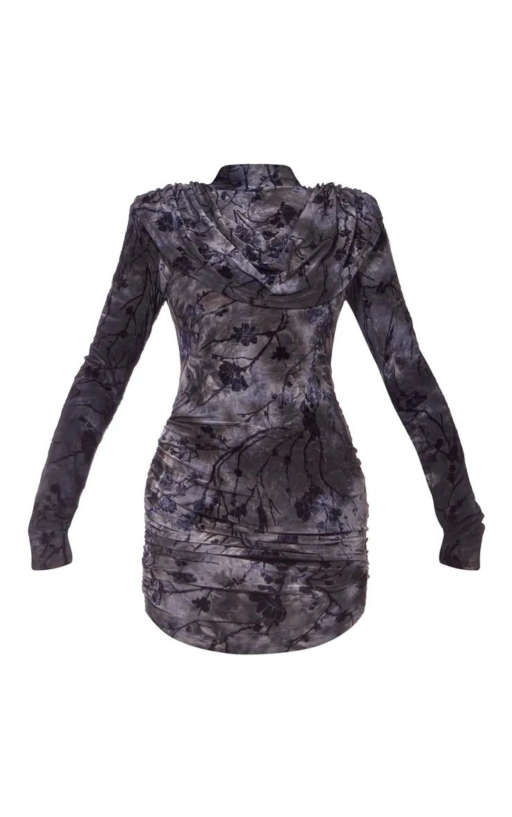 Mini robe gris anthracite devoré structurée à effet doux