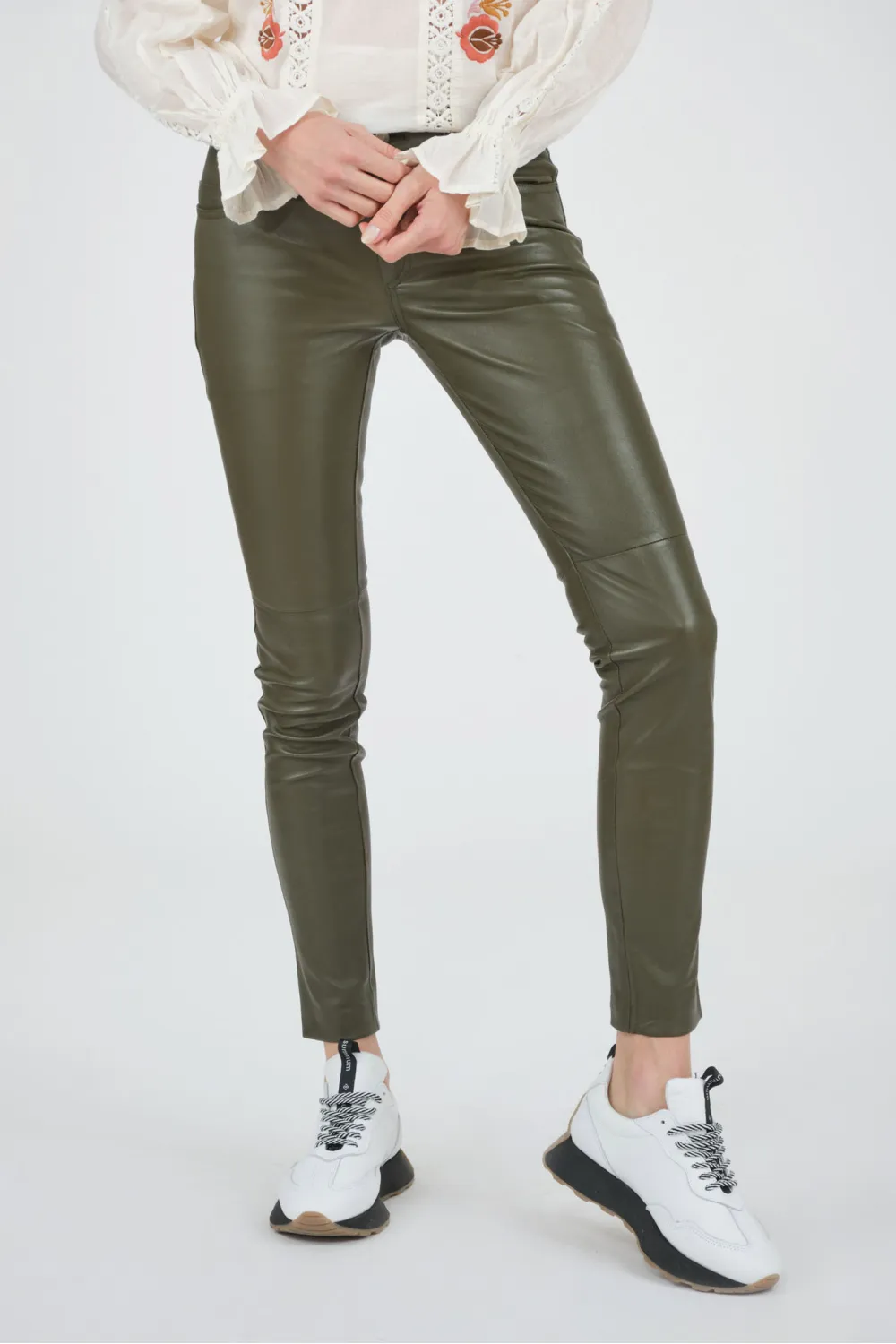 Pantalon jean’s cuir stretch, Cesare 1955 - STRETCH PANT Kaki | Cesare Nori