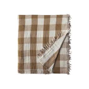 Plaid imprimé en gaze de coton Daisy marron | 3 Suisses
