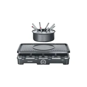 Raclette Grill Fondue 8pers 1400w Th° Revetement Ceramique Noir - 2347 