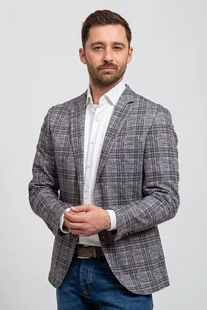 Suitable Respect Veston Fame Jersey Plaid Flex Gris SPE22303
