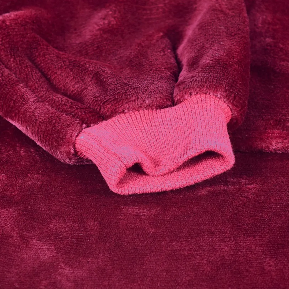 Sweat en plaid chaud et doux - vêtement confortable d'intérieur toodhoodie - | rouge |
