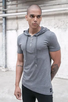 T-shirt capuche asymétrique gris foncé