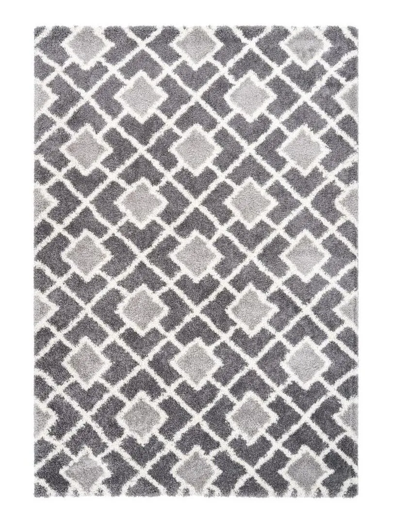 Tapis shaggy DIROP en polypropylène doux et soyeux OEKO TEX® - Gris